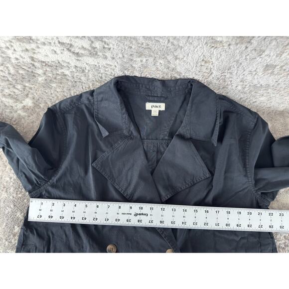 Pact Sz M Organic Cotton Stretch Blazer Jacket Notched Black Career Long Sleeve - Picture 5 of 9